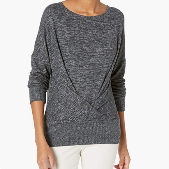 Daily Ritual Tops - Daily Ritual Cozy Knit Pleat Black Marl Sweatshirt